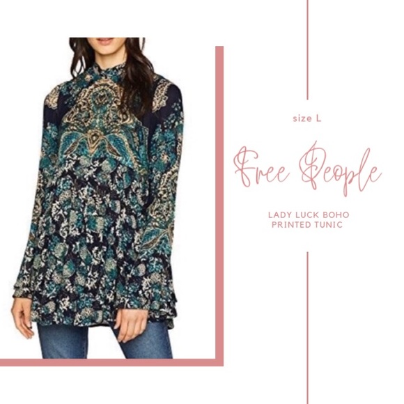 NWT Free People Lady Luck Boho Printed Tunic - Picture 2 of 7